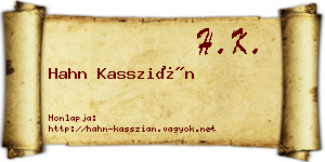 Hahn Kasszián névjegykártya